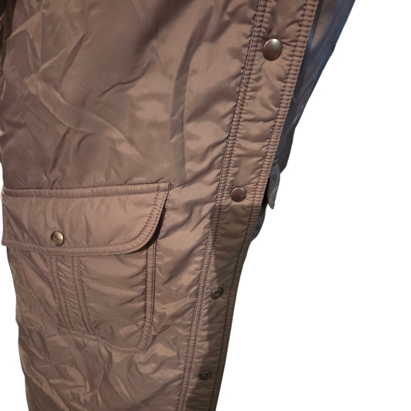 Women's White Stag Taupe Puffer Coat with Cream Faux Shearling Collar - Picture 5 of 7